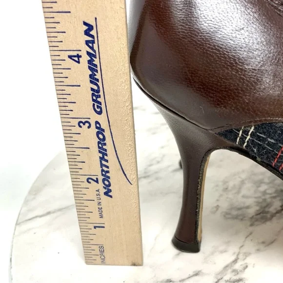 Isabella Fiori Tweed Wool Plaid Dainty Bow Pumps 10 Academia Retro Classic Fall - Picture 11 of 13